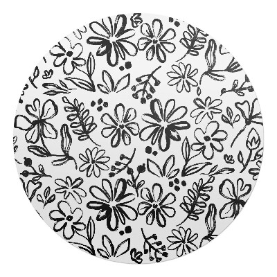 Ochranná podložka pod židli kulatá Květinová skica