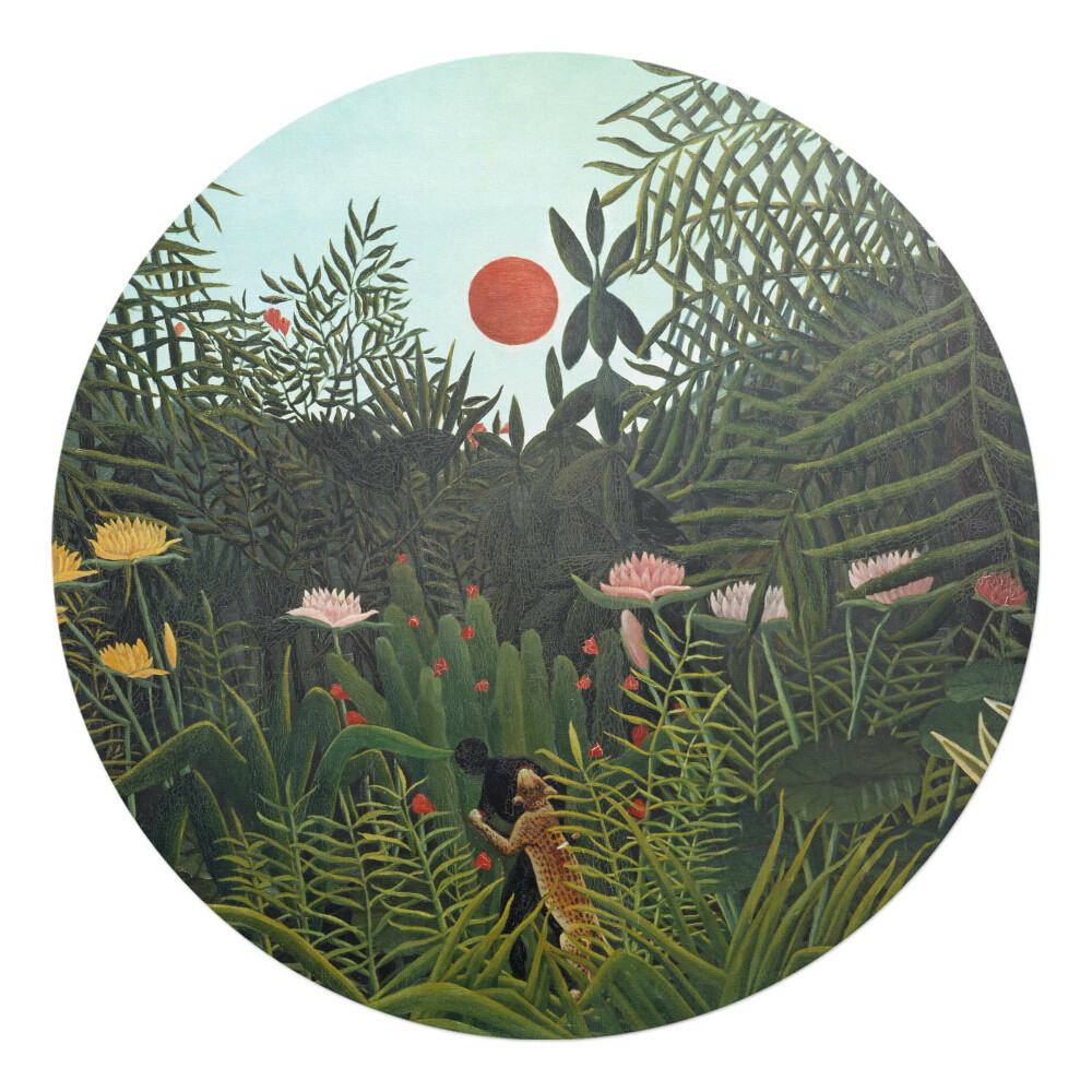 Podložka pod židli kulatá Džungle při západu slunce