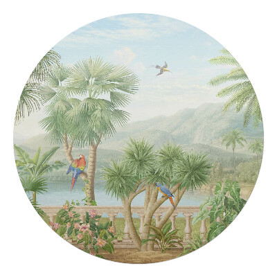 Podložka pod židli kulatá Tropická krajina