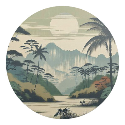 Ochranná podložka pod židli kulatá Tropická krajina
