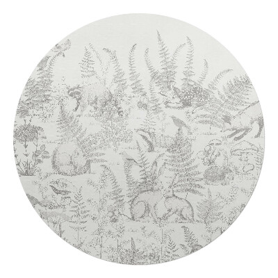 Ochranná podložka na podlahu kulatá Lesní zvířata a kapradiny