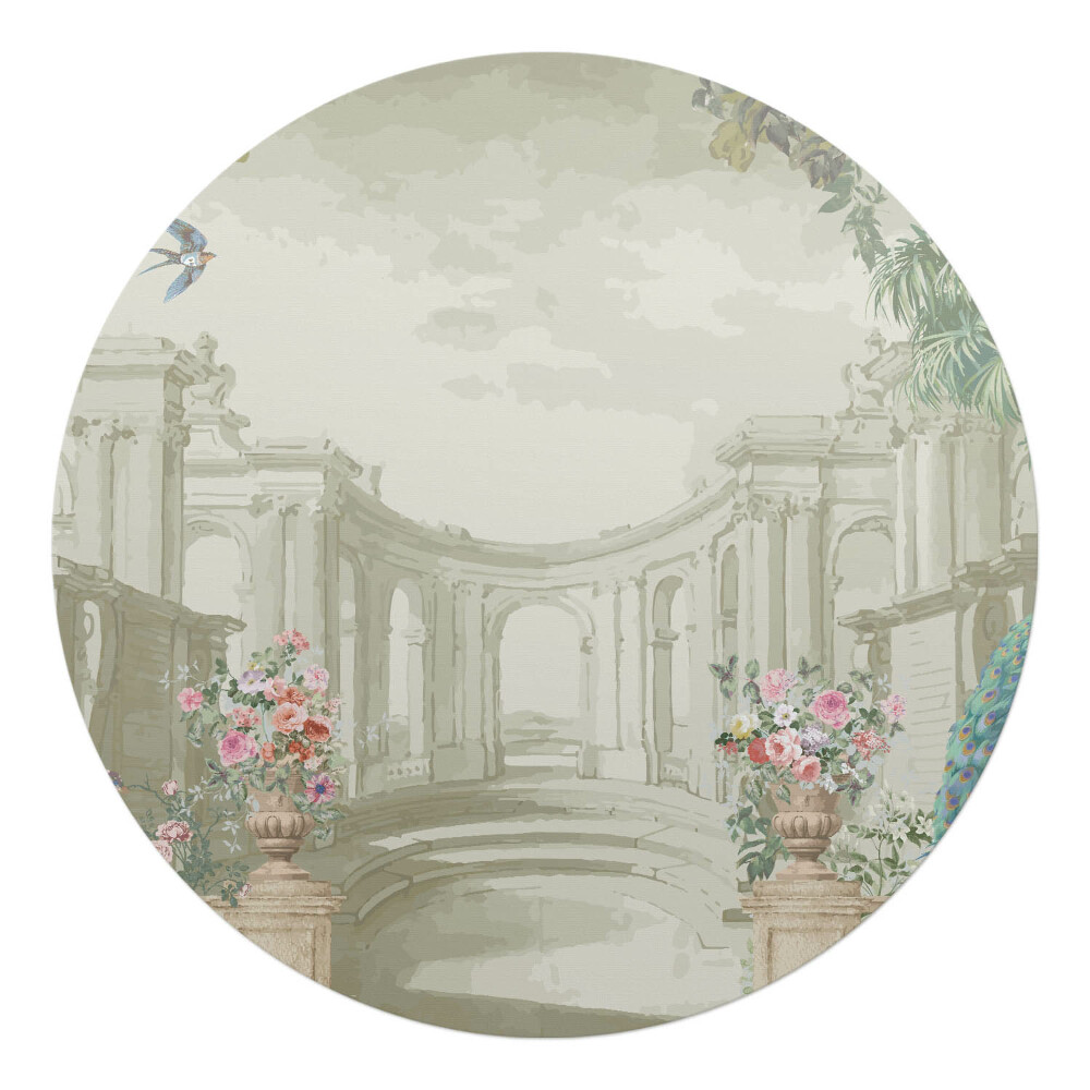 Podložka pod křeslo kulatá Palácová zahrada s ptáky