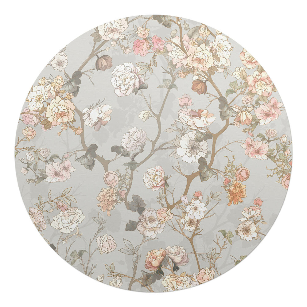 Ochranná podložka pod židli kulatá Květinový ornament