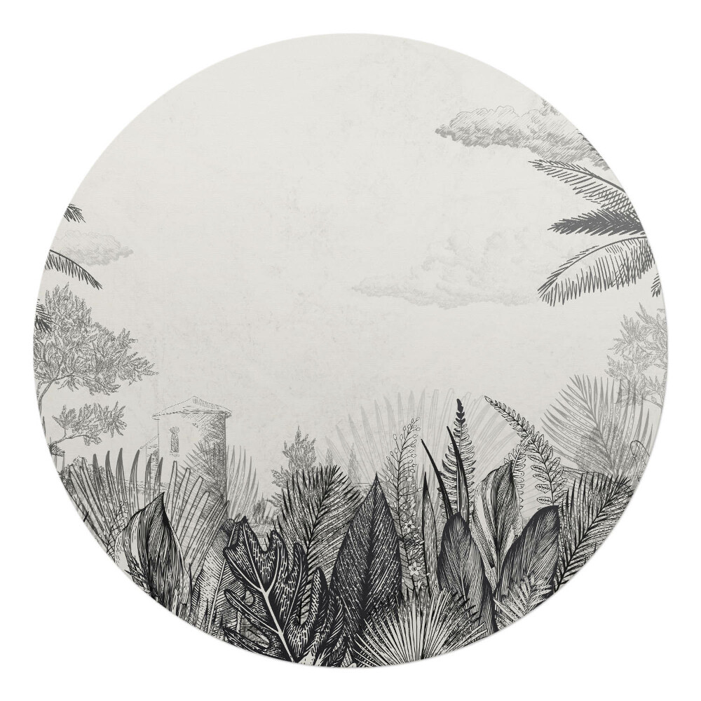 Ochranná podložka na podlahu kulatá Tropická ilustrace