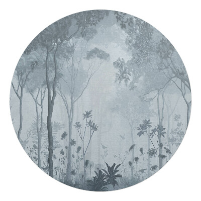 Podložka pod židli kulatá Lesní mlha krajina