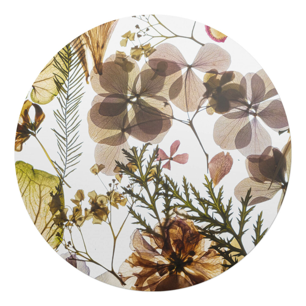 Podložka pod křeslo kulatá Sušené listy a květy