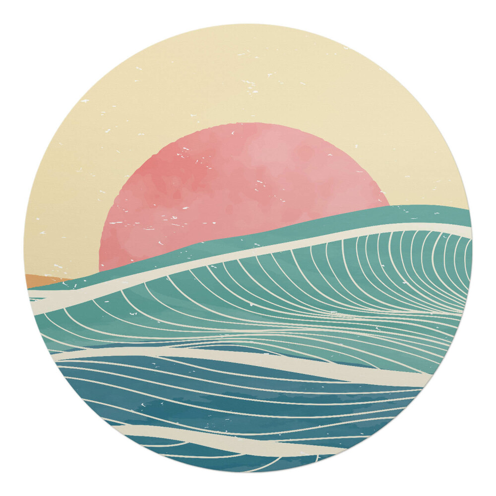 Ochranná podložka na podlahu kulatá Vlny a západ slunce