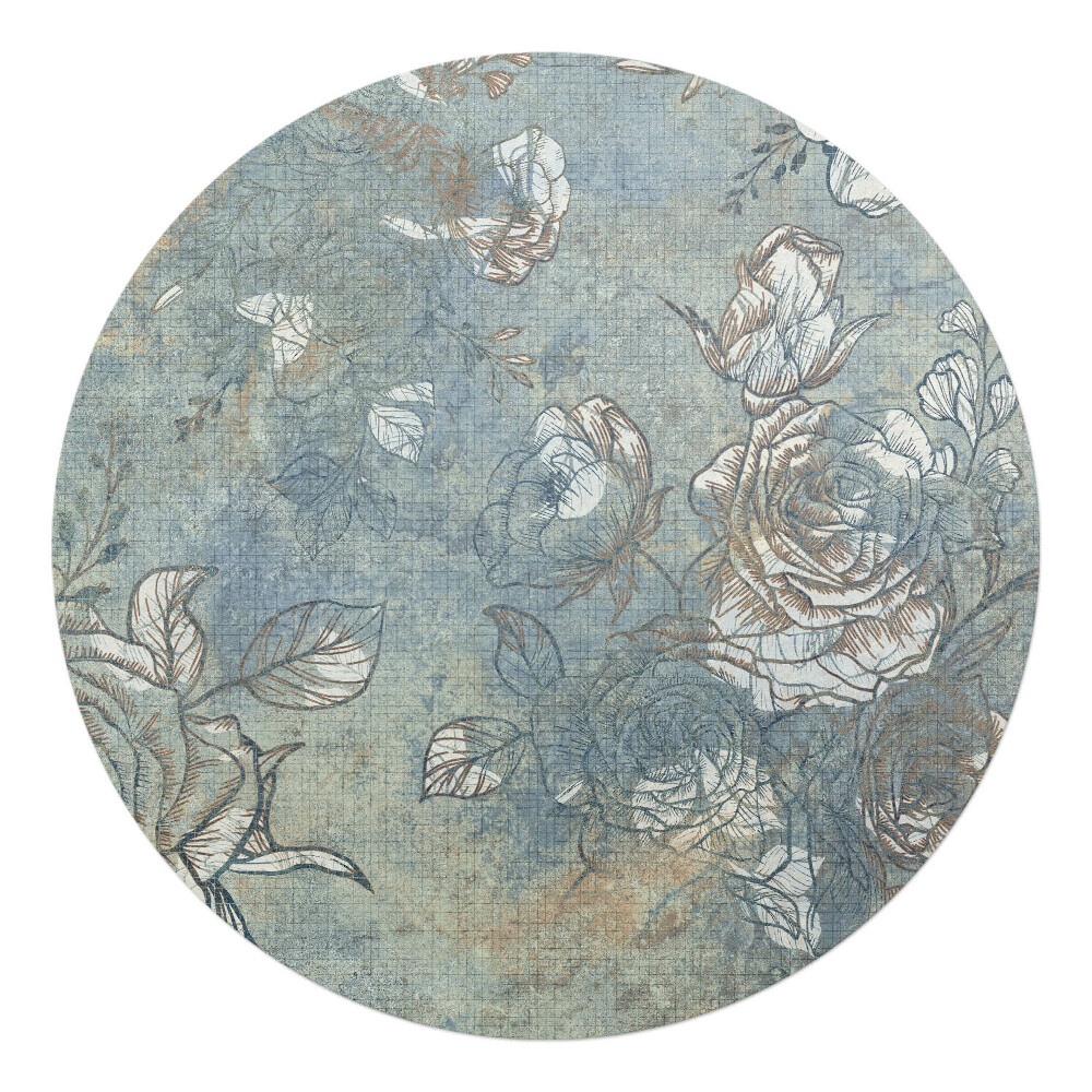 Podložka pod křeslo kulatá Vintage květinový vzor