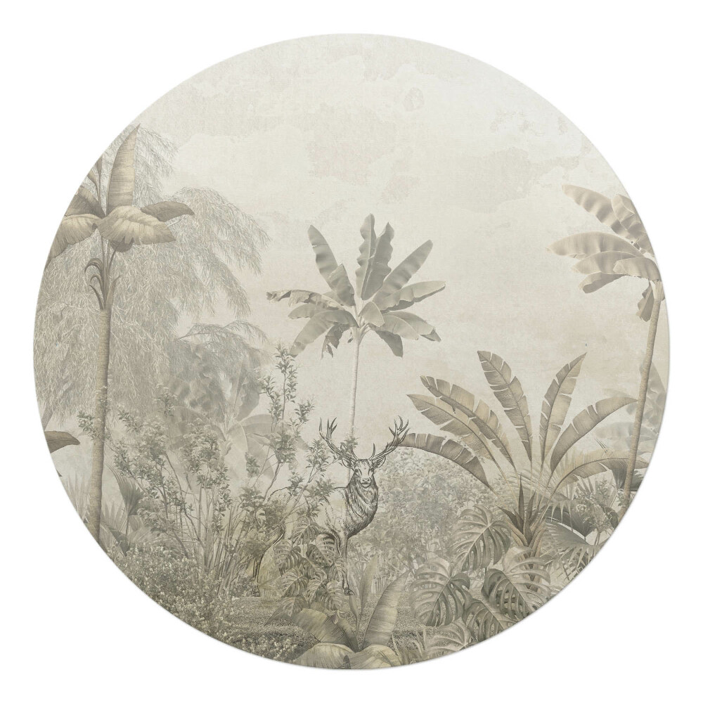 Podložka pod židli kulatá Tropický les s jeleny