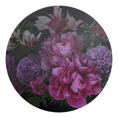 Podložka pod křeslo kulatá Květiny ve tmě