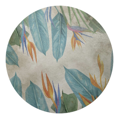 Ochranná podložka na podlahu kulatá Exotické listy a květy