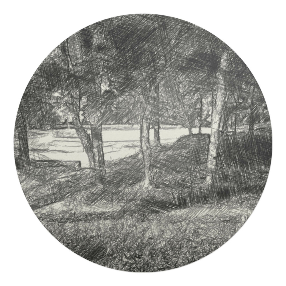 Podložka pod židli kulatá Les v náčrtu