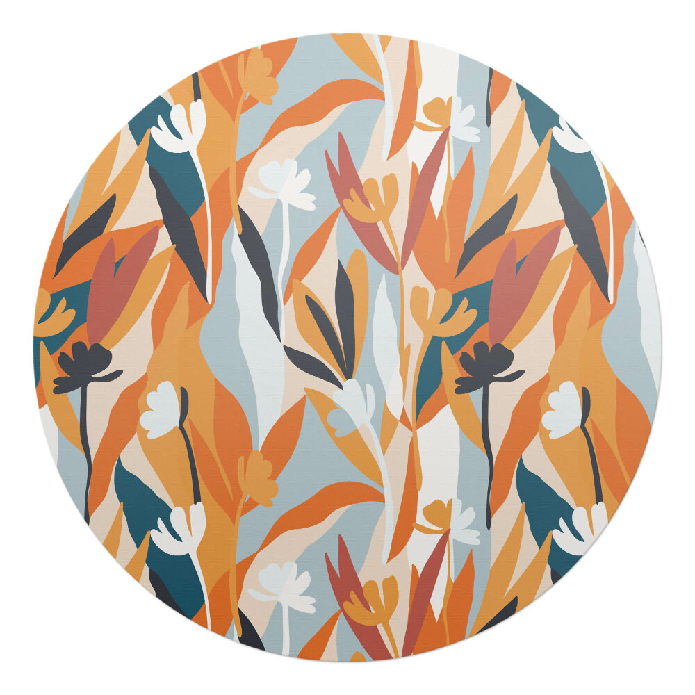 Ochranná podložka pod židli kulatá Abstraktní listy