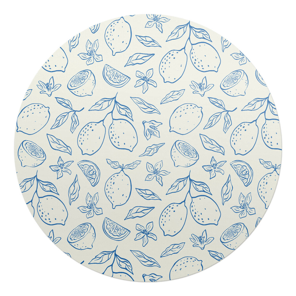 Podložka pod křeslo kulatá Citronový retro vzor