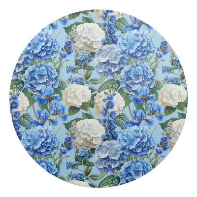 Ochranná podložka na podlahu kulatá Květinový vzor hortenzie