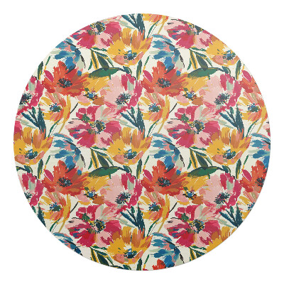 Podložka pod židli kulatá Květinový abstraktní vzor