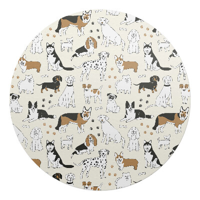 Ochranná podložka pod židli kulatá Vzorek se psy