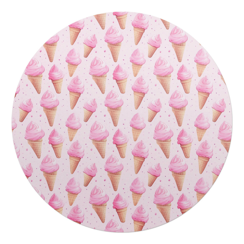 Podložka pod křeslo kulatá Růžové zmrzlinové kornouty