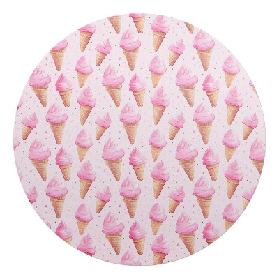 Podložka pod křeslo kulatá Růžové zmrzlinové kornouty
