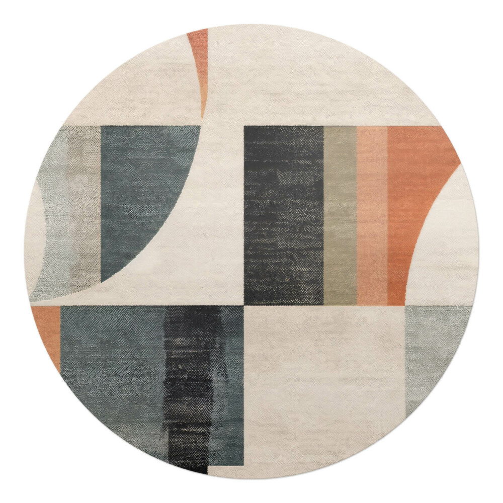 Podložka pod židli kulatá Geometrické retro tvary