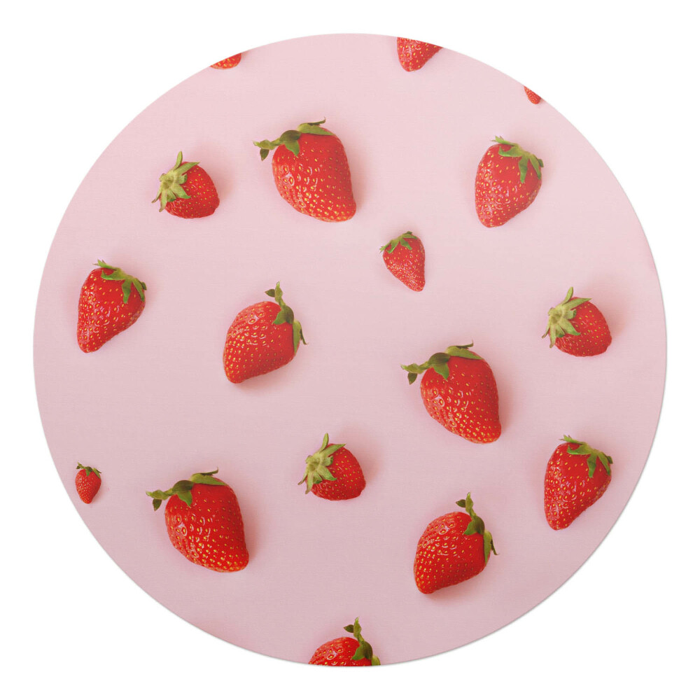 Podložka pod židli kulatá Jahody na pastelovém pozadí