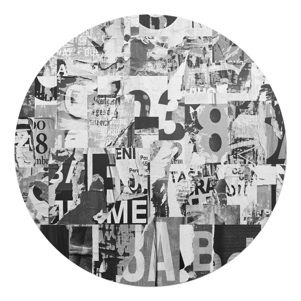 Ochranná podložka na podlahu kulatá Koláž z písmen a čísel