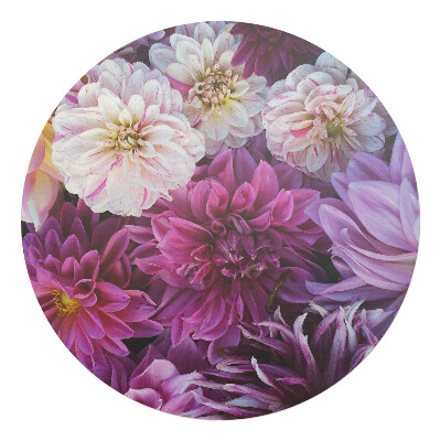 Podložka pod křeslo kulatá Květinový vzor jiřin