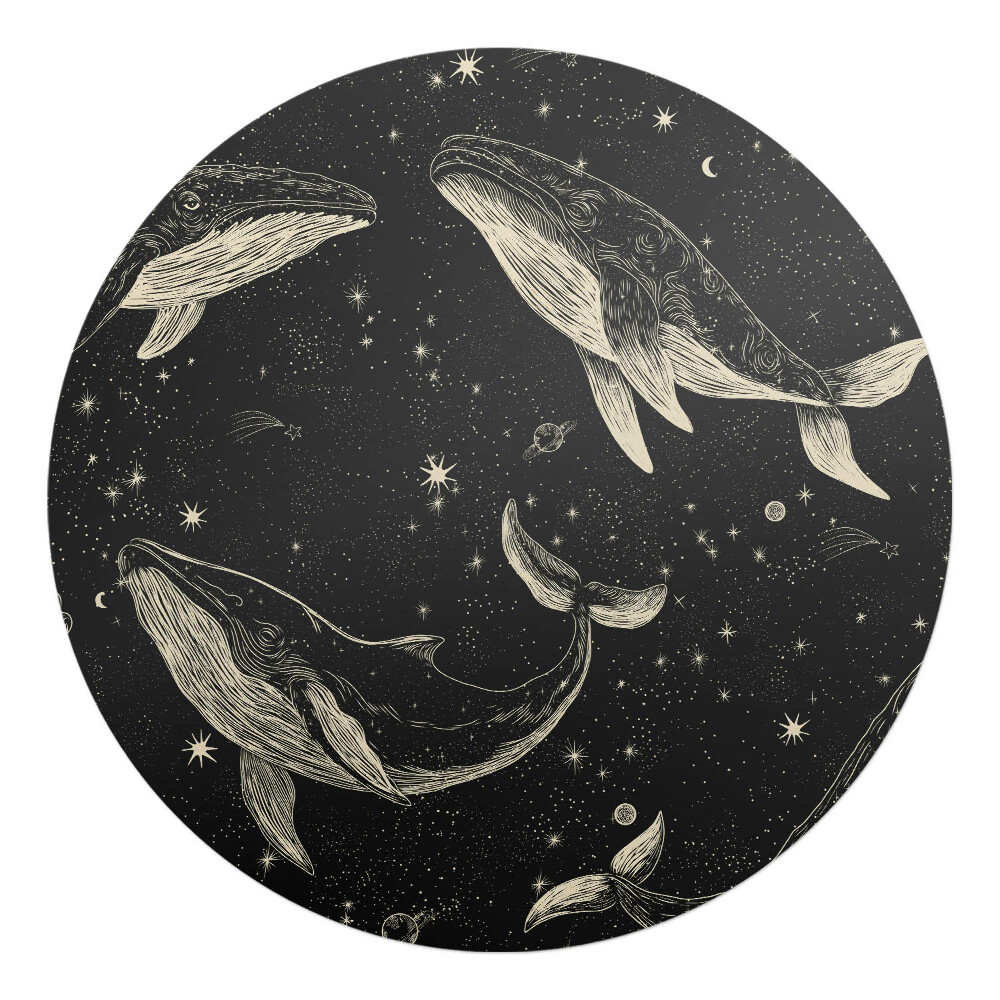 Ochranná podložka pod židli kulatá Velryby ve vesmíru