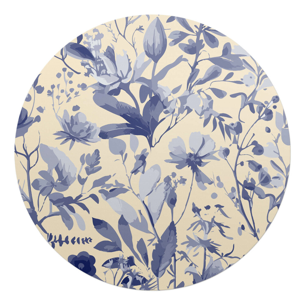 Podložka pod křeslo kulatá Retro květinový vzor