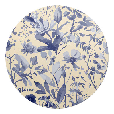 Podložka pod křeslo kulatá Retro květinový vzor