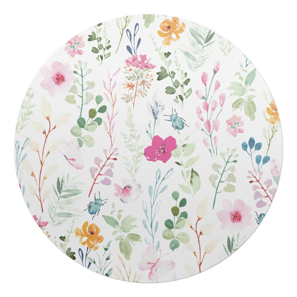 Ochranná podložka na podlahu kulatá Vintage květinový vzor