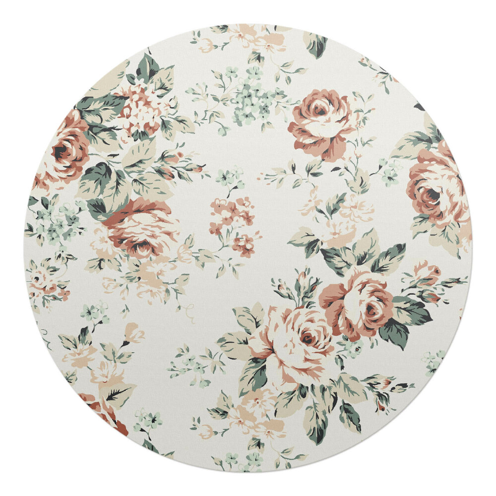 Ochranná podložka na podlahu kulatá Retro květinový vzor