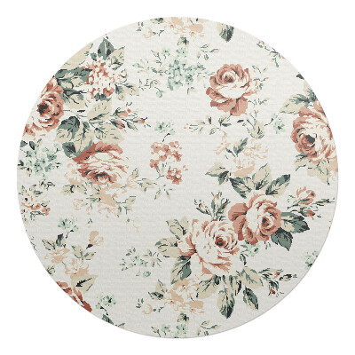 Ochranná podložka na podlahu kulatá Retro květinový vzor