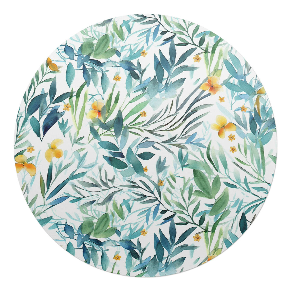 Ochranná podložka pod židli kulatá Rostlinný akvarel