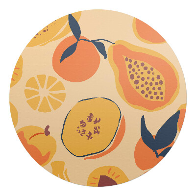Ochranná podložka pod židli kulatá Ovocný retro vzor