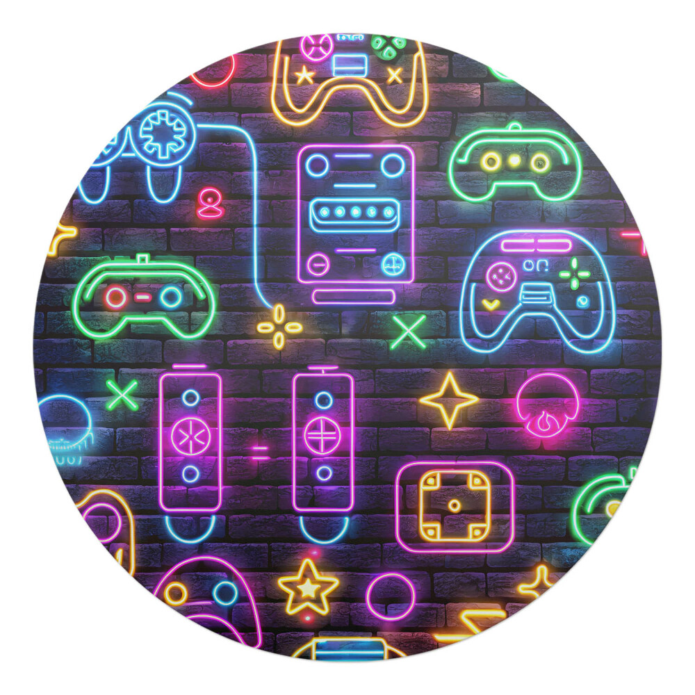 Ochranná podložka na podlahu kulatá Neonové herní ovladače