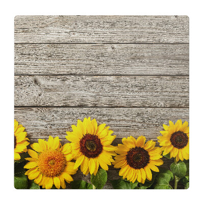 Ochranná podložka pod židli Slunečnice na dřevěném pozadí