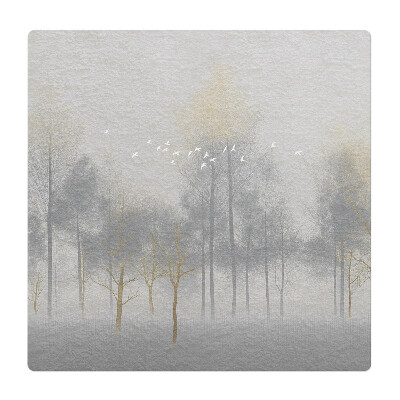 Podložka pod židli Mlžný les s ptáky