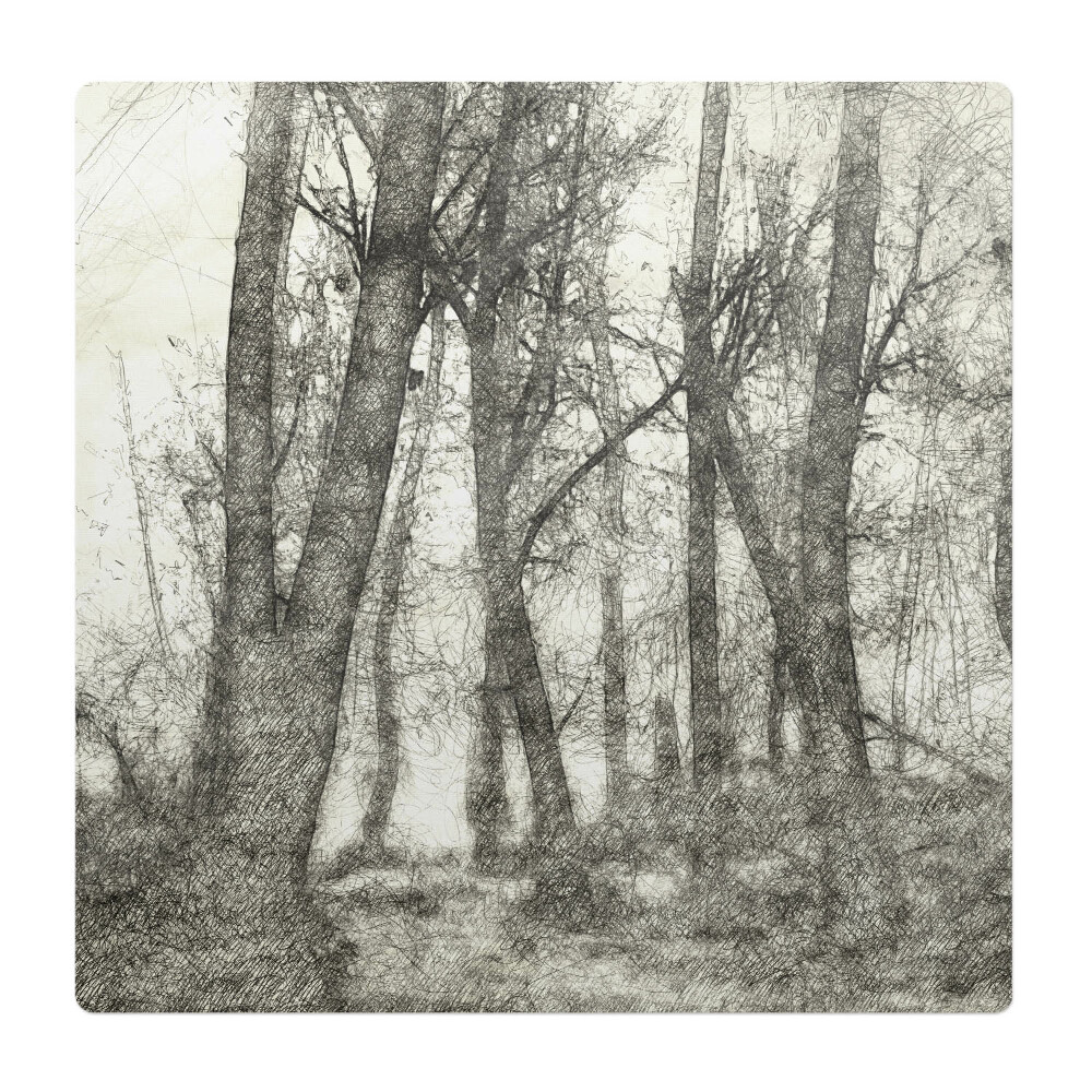 Podložka pod křeslo Náčrt lesa v sépiové barvě