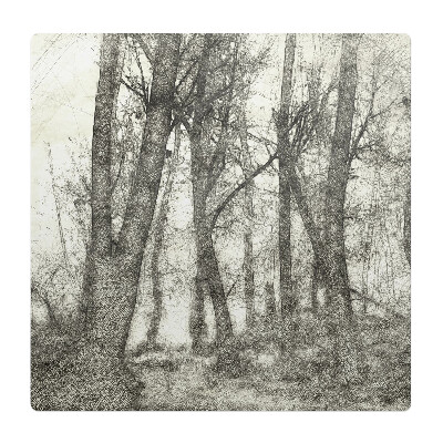 Podložka pod křeslo Náčrt lesa v sépiové barvě