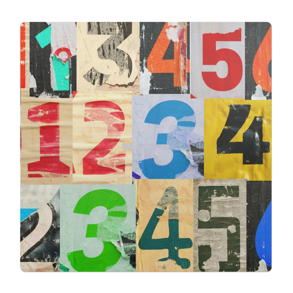Podložka pod židli Barevná koláž s čísly
