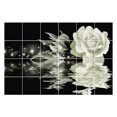 Samolepka na dlaždice Odraz květin ve vodě