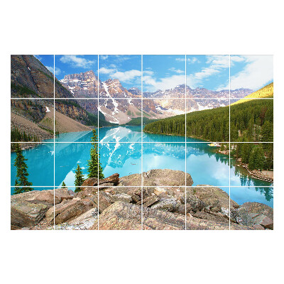 Nálepka na dlaždice Horská krajina s jezerem