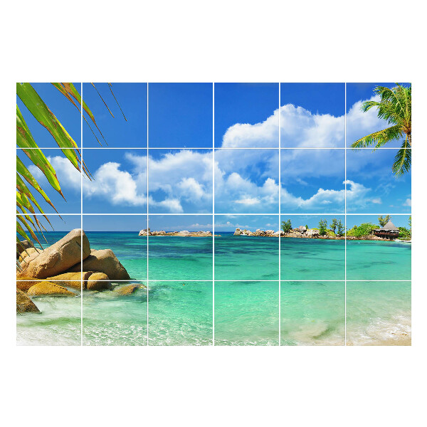 Samolepka na dlaždice Tropický ráj u vody