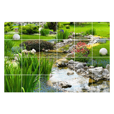 Nálepka na dlaždice Zahrada s vodním proudem