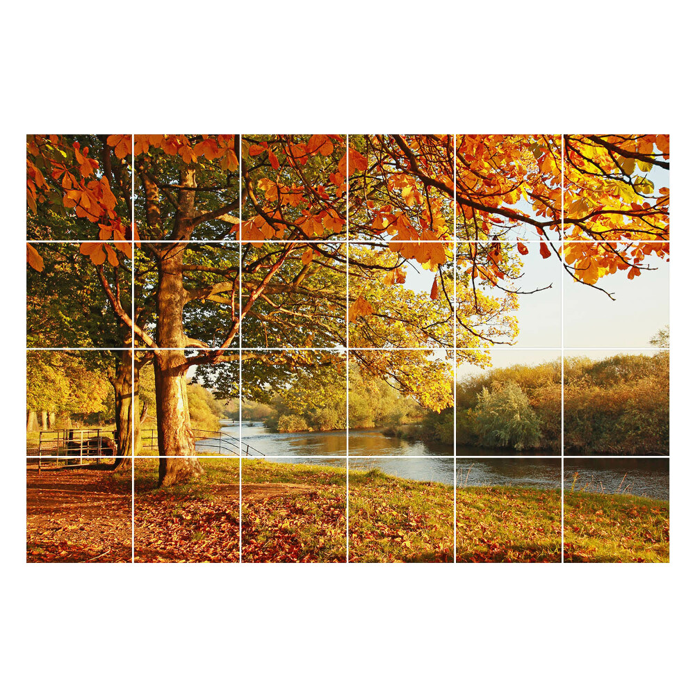 Nálepka na dlaždice Podzimní scenérie u řeky