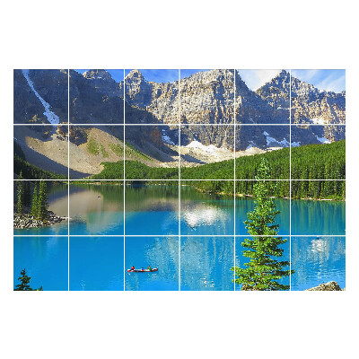 Samolepka na dlaždice Horská krajina s jezerem