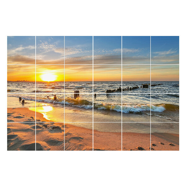 Samolepka na dlaždice Západ slunce nad mořem