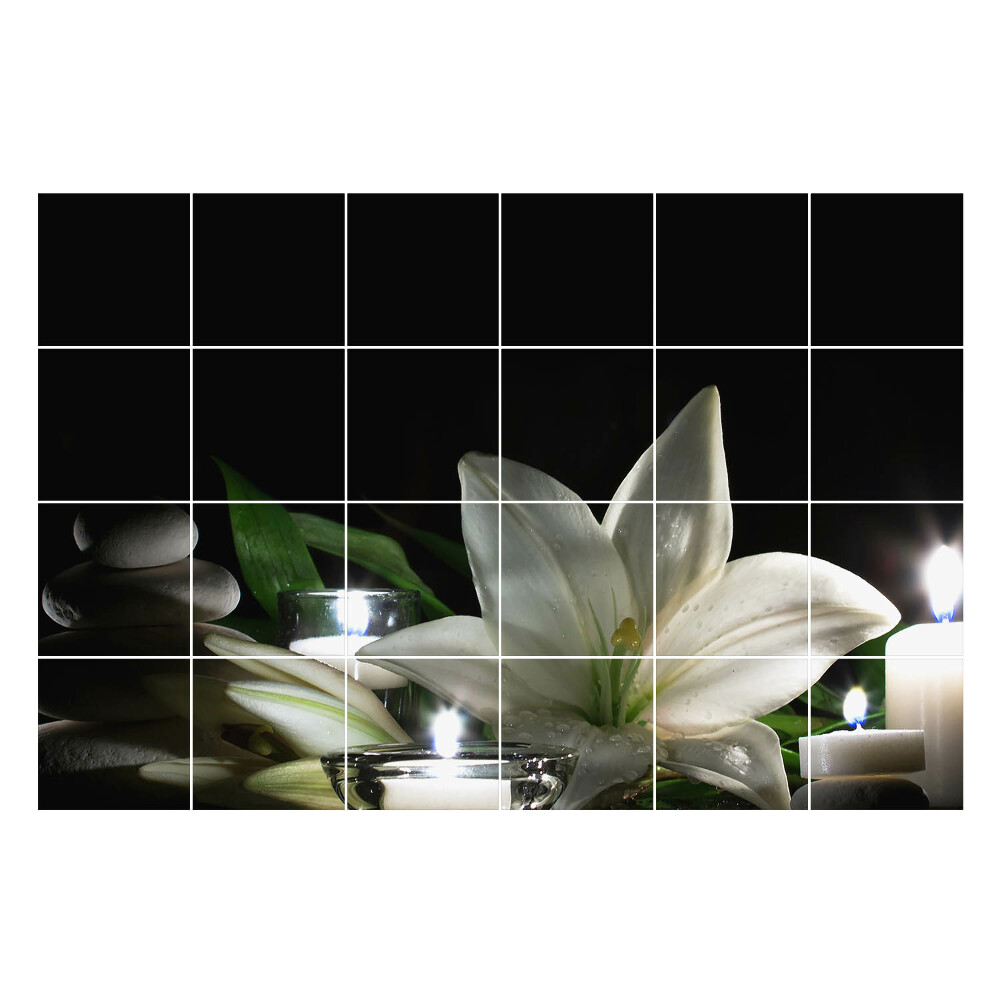 Samolepka na dlaždice Květiny a kameny v kompozici