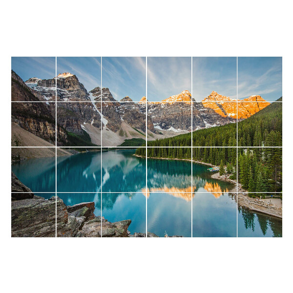 Samolepka na dlaždice Horská krajina s jezerem